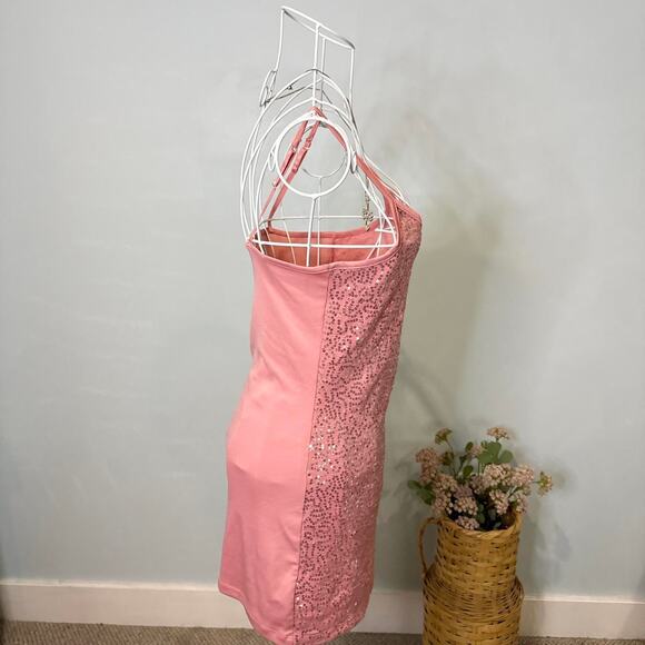 Cute vintage y2k pink sequin cami top/ mini dress - Picture 2 of 6